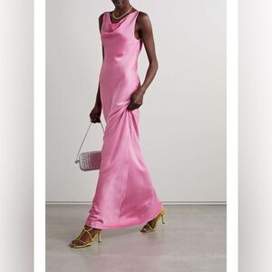 NWT MARIA DRAPED SATIN GOWN IN CANDY PINK XL